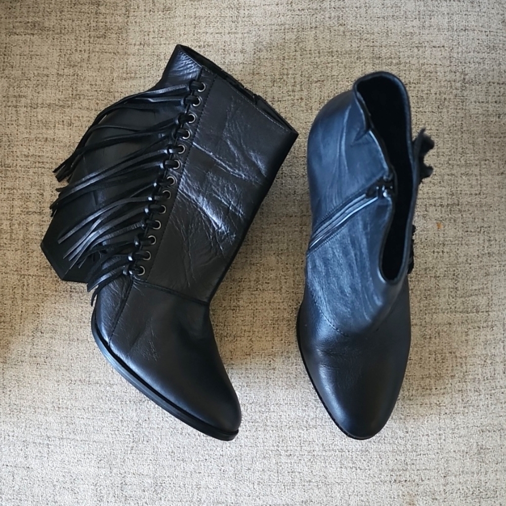 ALDO Black Ankle Booties, Fringed boots